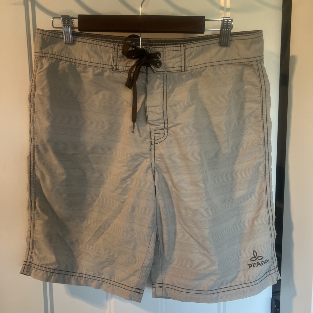 prAna Size 32 Tan 9.5" Boardshort Swim Trunks Drawstring